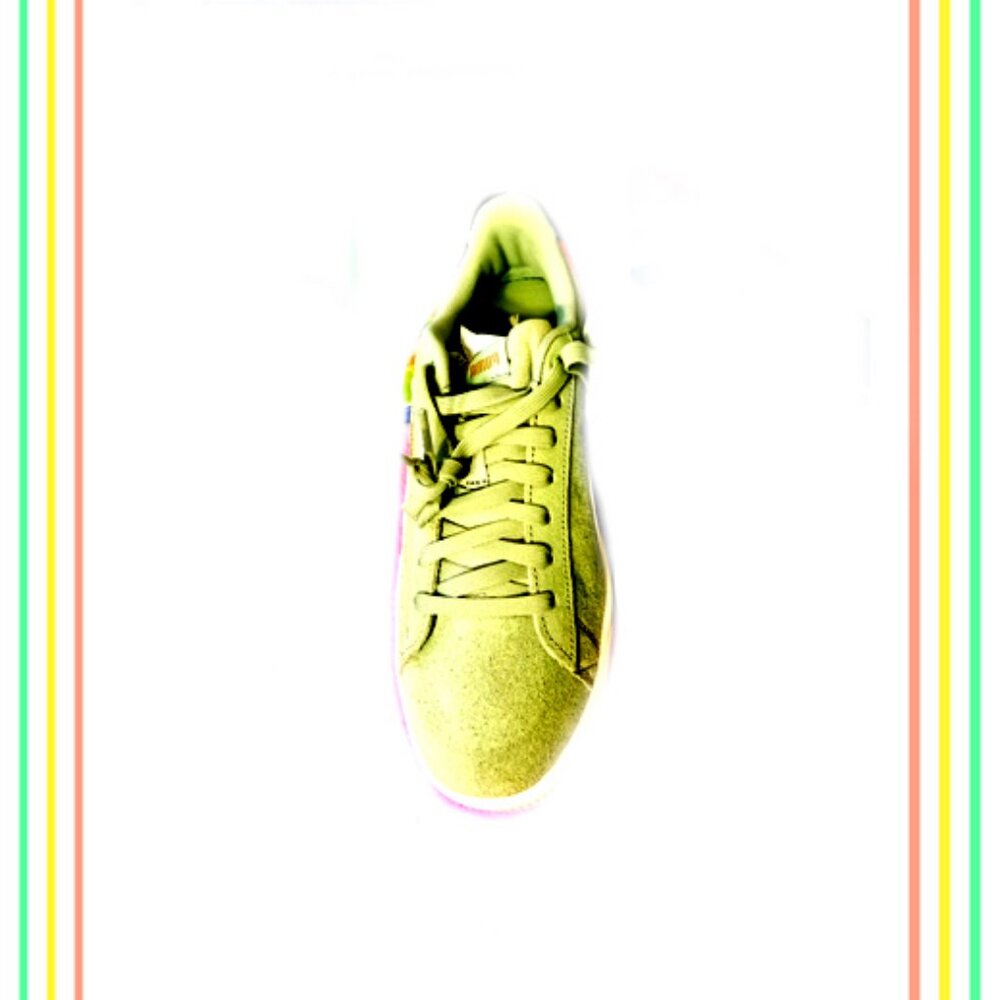 New Rare & Unique Italian Light Green Olive Soft Genuine Suede Puma Sneakers